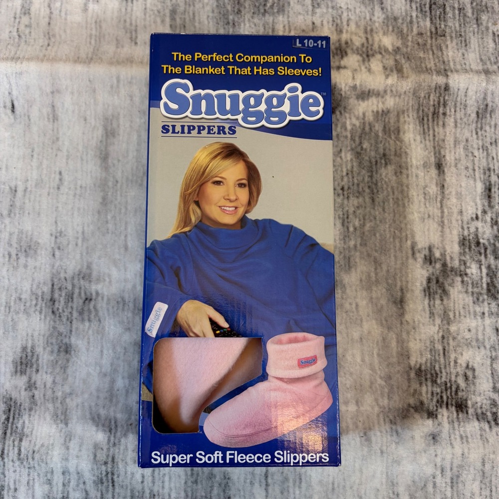 Snuggie Slippers Pink Super Soft Fleece Booties Skid Resistant Large 10-11 NEW